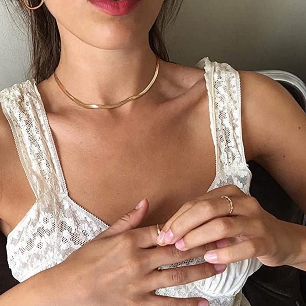 NWT 14k gold plated flat snake necklace